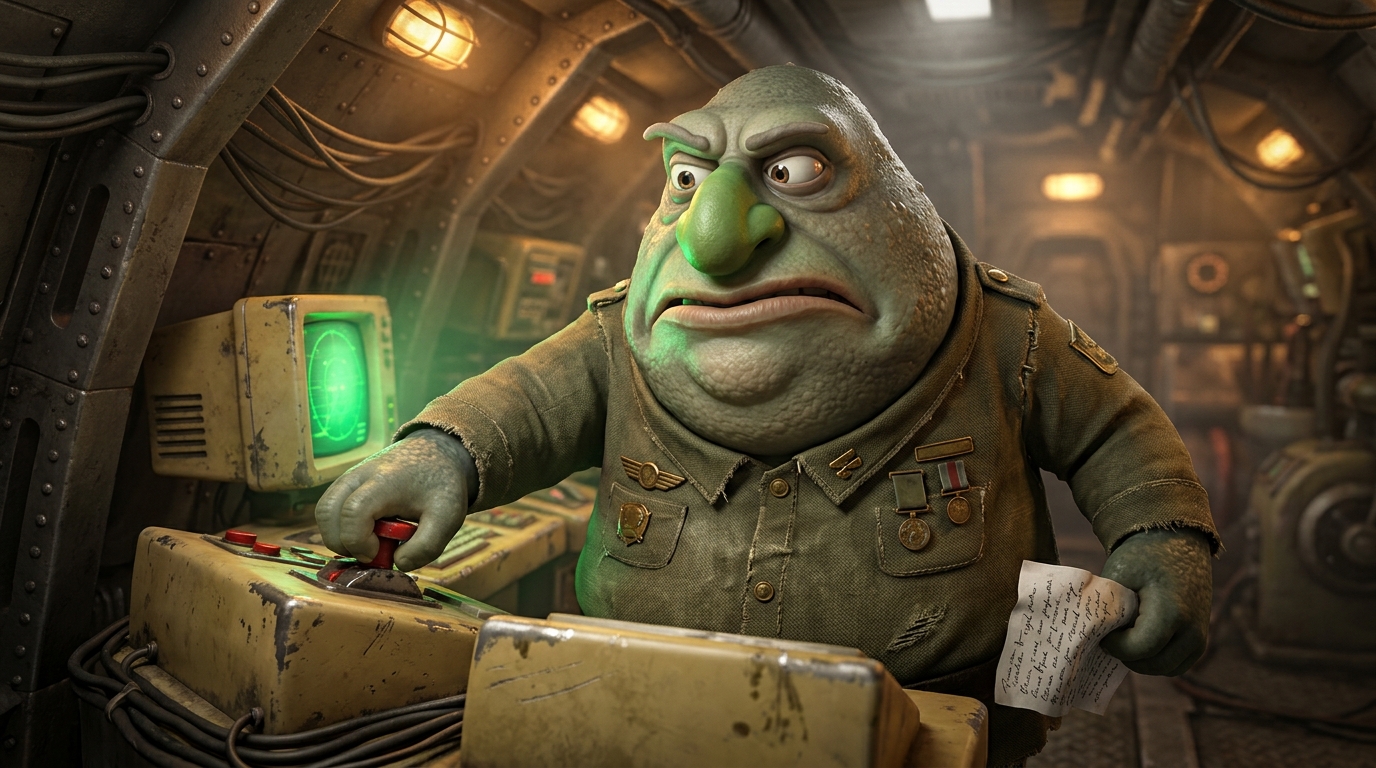 Prostetnic Vogon Jeltz on the bridge of his Vogon Constructor Ship